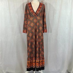 The J. Peterman Company Bohemian V-Neck Maxi Dress Size Medium